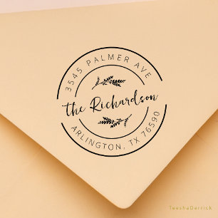 Familienaam Retouradres Eucalyptus Rond Logo Rubberstempel