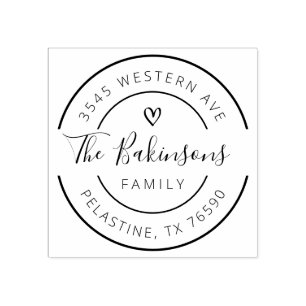 Familienaam Retouradres rond logo Rubberstempel Rubberstempel