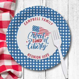Familienaam Reunion 4th of July Sterren Patriottis Papieren Bordje