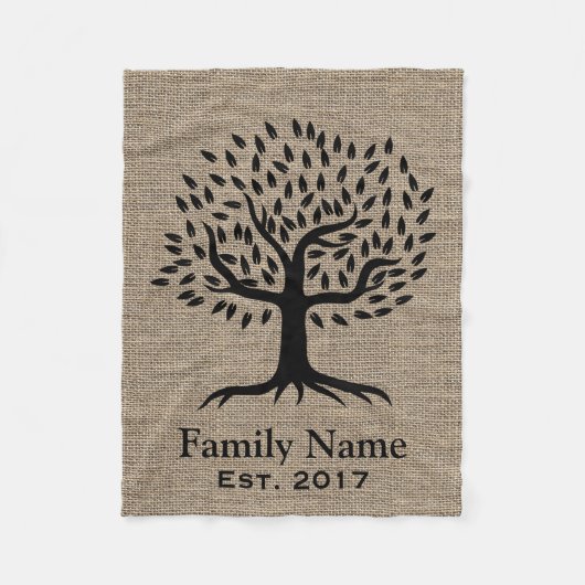Familienaam Rustic Burlap Fleece Deken (Voorkant)