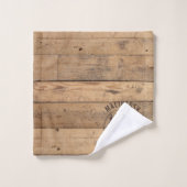 Familienaam Rustic Wood - Gepersonaliseerd Bad Handdoek (Wasdoekje)