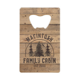 Familienaam Rustic Wood - Gepersonaliseerd Kredietkaart Flessenopener