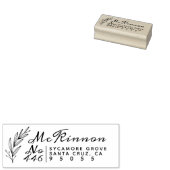 Familienaam Rustiek Script & Blad Retouradres Rubberstempel (Gestempeld)