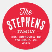 Familienaam schattig vakantie retour adres ronde sticker (Voorkant)