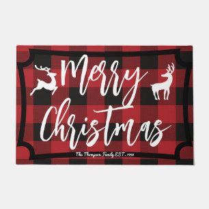Familienaam Scottish tartan red Kerstmis Deurmat