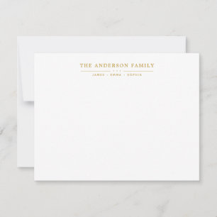 Familienaam Script Faux Gold Typografie Lettertype Notitiekaartje