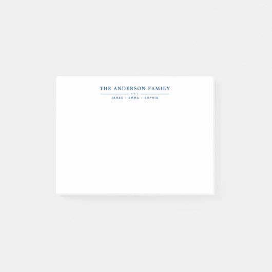 Familienaam Script Navy Blauwe Typografie Post-it® Notes (Voorkant)