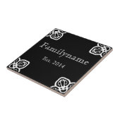 Familienaam - Spaans wit op Blue Ceramic Tile Tegeltje (Zijkant)