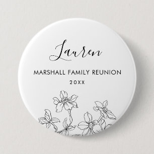Familienaam Tag, Floral Ronde Button 7,6 Cm