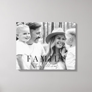 Familienaam Typografie B/W Portret Groot Canvas Afdruk