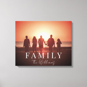 Familienaam Typografie B/W Portret Groot II Canvas Afdruk