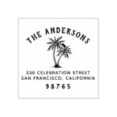 Familienaam Typografie Palm Trees Return Address Rubberstempel (Afrduk)