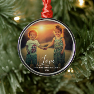 Familienaam van het Liefde-schrift Kerstmis Metalen Ornament