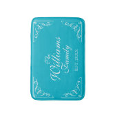 Familienaam Vastgesteld turkooisblauw badmat (Voorkant Verticaal)