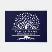 Familienaam Vestigde Levensboom Elegant Navy Deurmat (Voorkant)