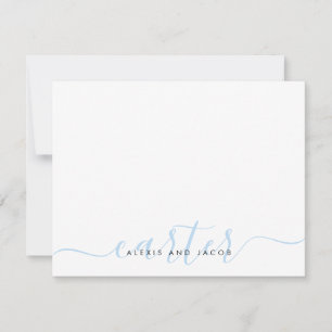 Familienaam Weduwpaar Light Baby Blue Script Notitiekaartje