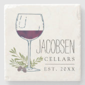 Familienaam Wine Cellers Stenen Onderzetter (Voorkant)