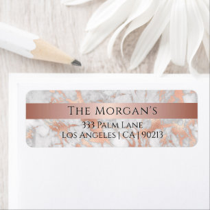 Familienaam, wit en Roos Gold marble Label