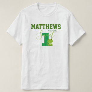 Familieovereenkomende kikker op de eerste verjaard t-shirt