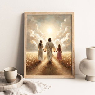 Familiepad, Christelijke Kunst, Jezus Wandelt Met Poster