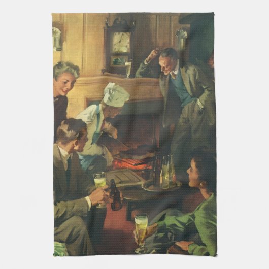  Familiepartij, Koekende steaks Drink bier Theedoek (Verticaal)