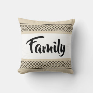 Familiepatroonprint Stijlvolle typografie Beige Kussen