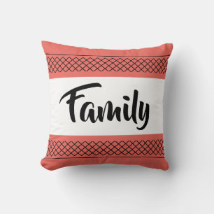 Familiepatroonprint Stijlvolle typografie Koraal Kussen