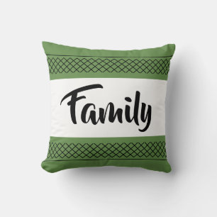 Familiepatroonprint Stijlvolle typografie Mosgroen Kussen