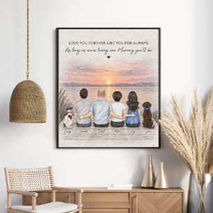 Familieportret bij zonsondergang 'Love You Forever Poster