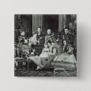 Familieportret van keizer Alexander II Vierkante Button 5,1 Cm