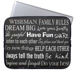 Familieregels Achternaam Personaliseer 15" Laptop  Laptop Sleeve