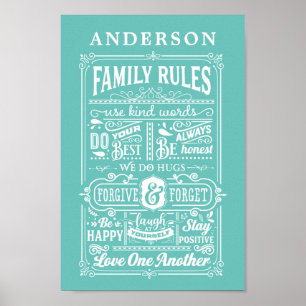 Familieregels Huisregels Gepersonaliseerde Familie Poster