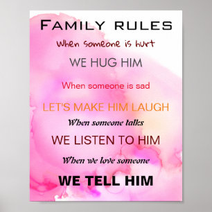 Familieregels in kleuren-poster poster
