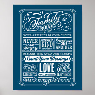 Familieregels typografie Huisregels Leuke Poster