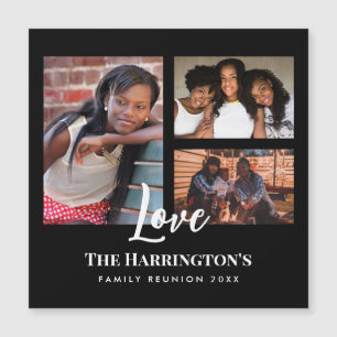 Familiereünie 3 Sectie Fotocollage Zwart Lijst
