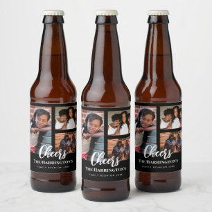 Familiereünie 3 Sectie Fotocollage Zwart Lijst Bier Etiket