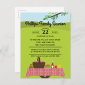 Familiereünie aan de picknicktafel in het park uitnodiging briefkaart (Voorkant / Achterkant)
