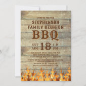 Familiereünie BBQ Rustic Wood Flames Kaart (Voorkant)