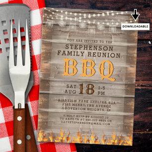 Familiereünie BBQ rustieke houten lichten Kaart