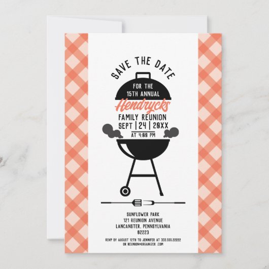 Familiereünie bewaart de datum kaart (Voorkant)