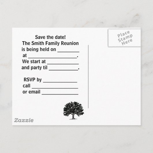 Familiereünie Briefkaart uitnodiging (Achterkant)