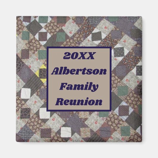 Familiereünie Keepsake Patchwork Quilt Gathering Magneet (Voorkant)