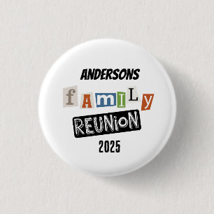 Familiereünie leuke speelse tekst ronde button 3,2 cm