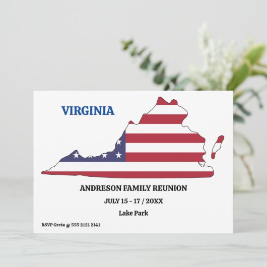 Familiereünie 🎉 VIRGINIA Staatskaart VS Vlag Kaart (Staand voorkant)
