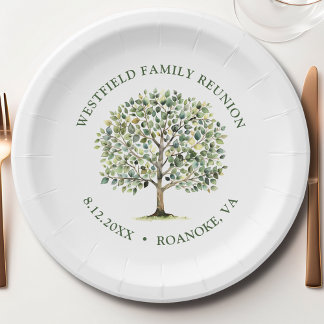 Familiereünie Woodland Waterverf Tree Papieren Bordje