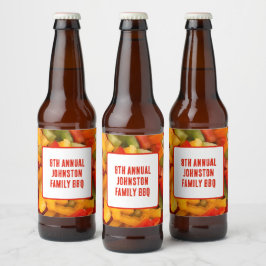 Familiereünie Zomerpicknick Kleurrijke Foto BBQ Bier Etiket