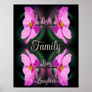 Familieroze Abstracte Inspirerend woorden Poster