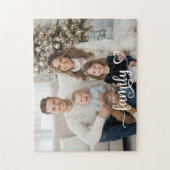 Familiescript Foto Hart Naam Aangepaste Kleur Legpuzzel (Verticaal)
