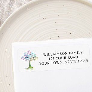 Familiestamboom retouradreslabel etiket