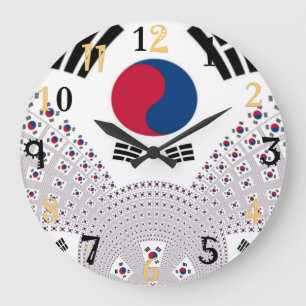 Familietijdloze rode en blauwe vlag grote klok